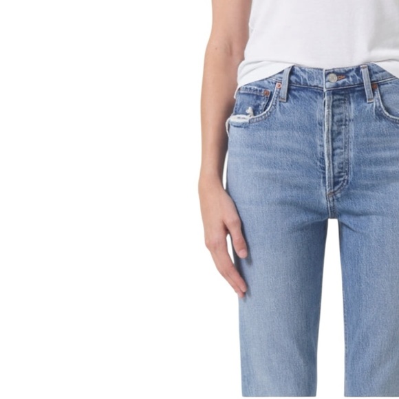 Agolde Freya High Rise Slim Blue Jeans Size 23 Quiver Med-Light Wash NWT NEW - Picture 2 of 16